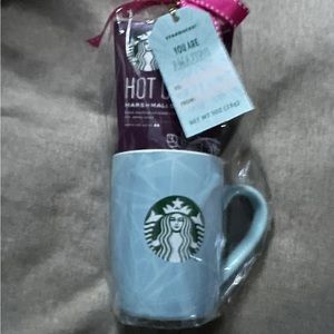 Starbucks Coffee Mug Cup  Blue And Light Blue Gift Set Hot Cocoa Mix New 6